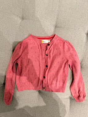 Mini Boden Rose Pink Eyelet Knit Cardigan